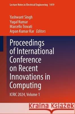 Proceedings of International Conference on Recent Innovations in Computing  9789819659685 Springer - książka