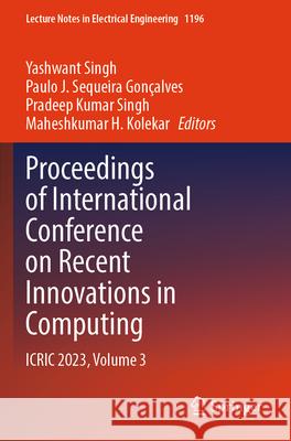 Proceedings of International Conference on Recent Innovations in Computing  9789819778645 Springer Nature Singapore - książka