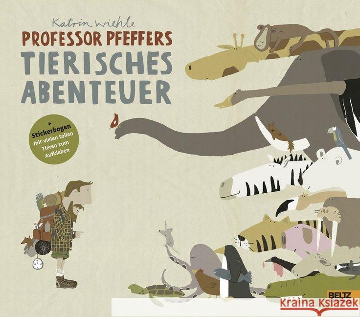 Professor Pfeffers tierisches Abenteuer : Mit Stickerbogen mit vielen Tieren zum Aufkleben Wiehle, Katrin 9783407795915 Beltz - książka