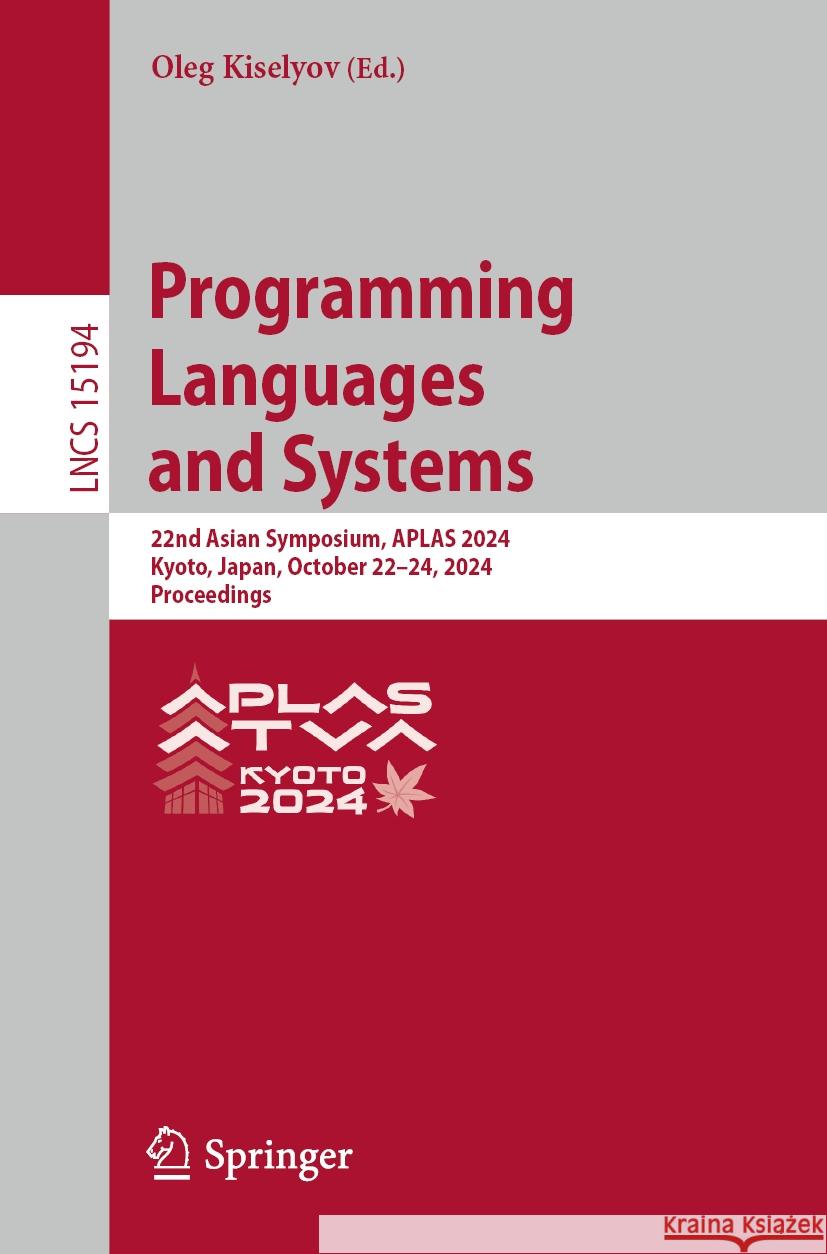 Programming Languages and Systems  9789819789429 Springer - książka