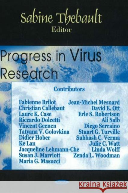 Progress in Virus Research Sabine Thebault 9781594544385 Nova Science Publishers Inc - książka