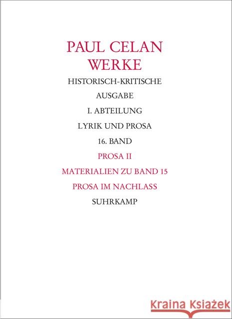 Prosa. Tl.2 : Zu Lebzeiten unpublizierte Prosa  9783518425305 Suhrkamp - książka