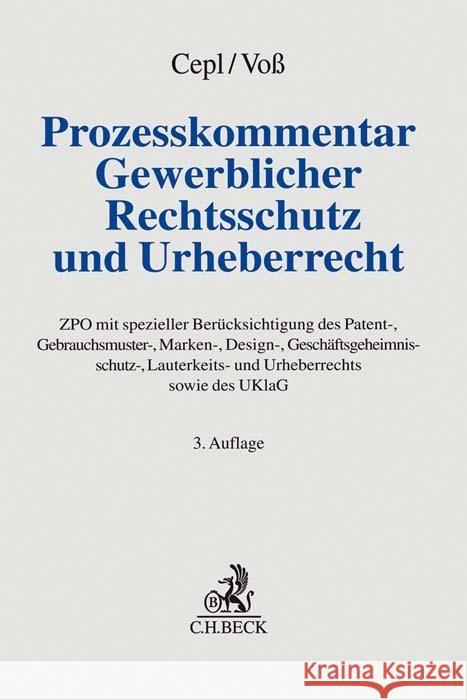 Prozesskommentar Gewerblicher Rechtsschutz und Urheberrecht  9783406761966 Beck Juristischer Verlag - książka