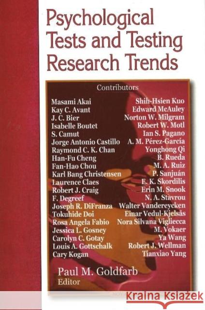 Psychological Tests & Testing Research Trends Paul M Goldfarb 9781600215698 Nova Science Publishers Inc - książka