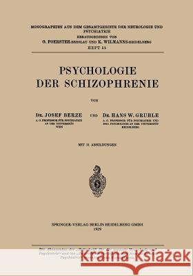 Psychologie Der Schizophrenie Berze, Hans W. 9783709159712 Springer - książka