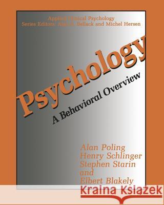 Psychology: A Behavioral Overview Poling, Alan 9781461576969 Springer - książka