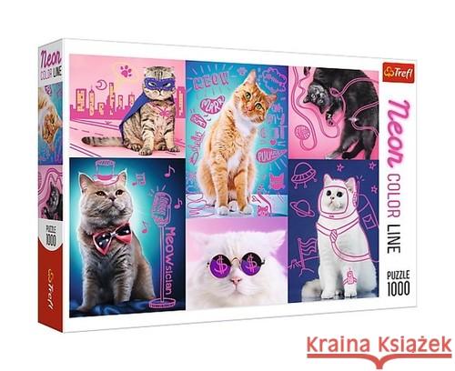 Puzzle 1000 Neon Color Line - Super cats TREFL  5900511105810 Trefl - książka