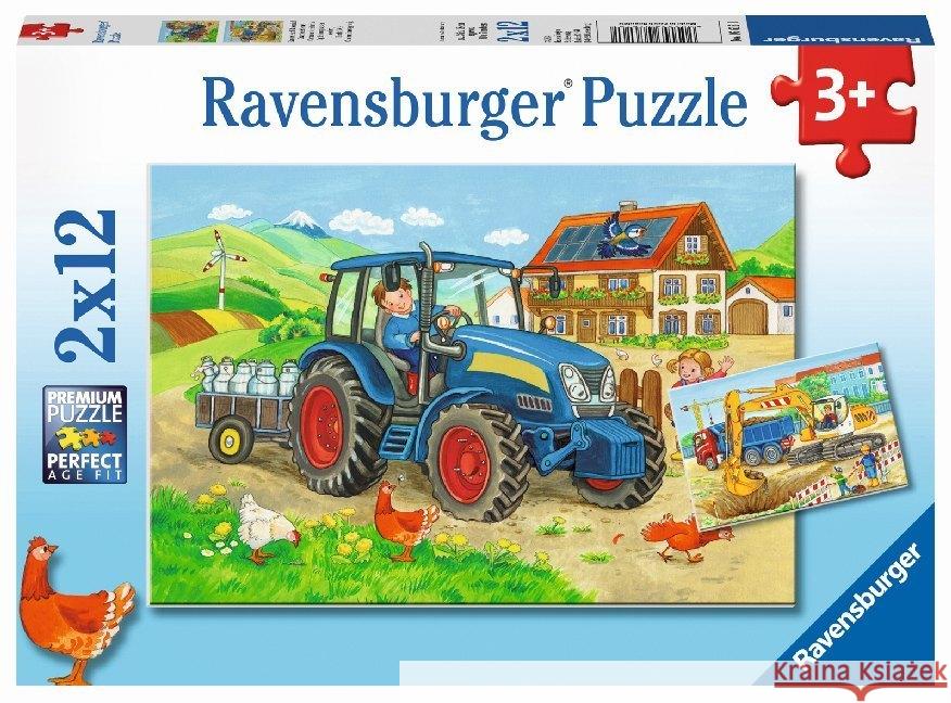 Puzzle 2x12 Ciężka praca  4005556076161 Ravensburger Verlag - książka