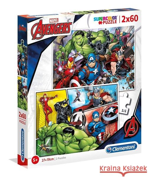 Puzzle 2x60 Super kolor The Avengers  8005125216055 Clementoni - książka