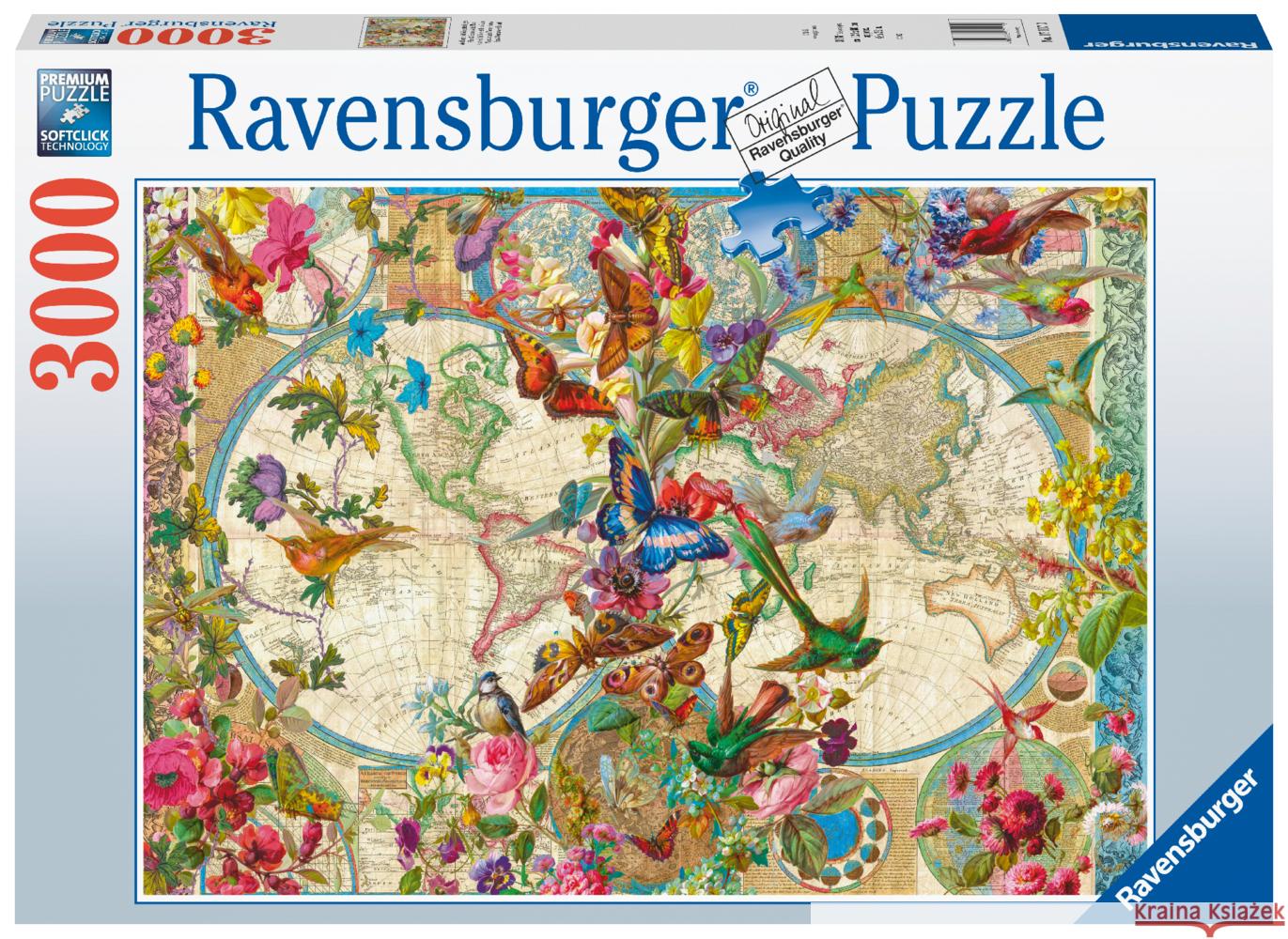 Puzzle 3000 Flora i Fauna. Mapa Świata  4005556171170 Ravensburger Spieleverlag - książka