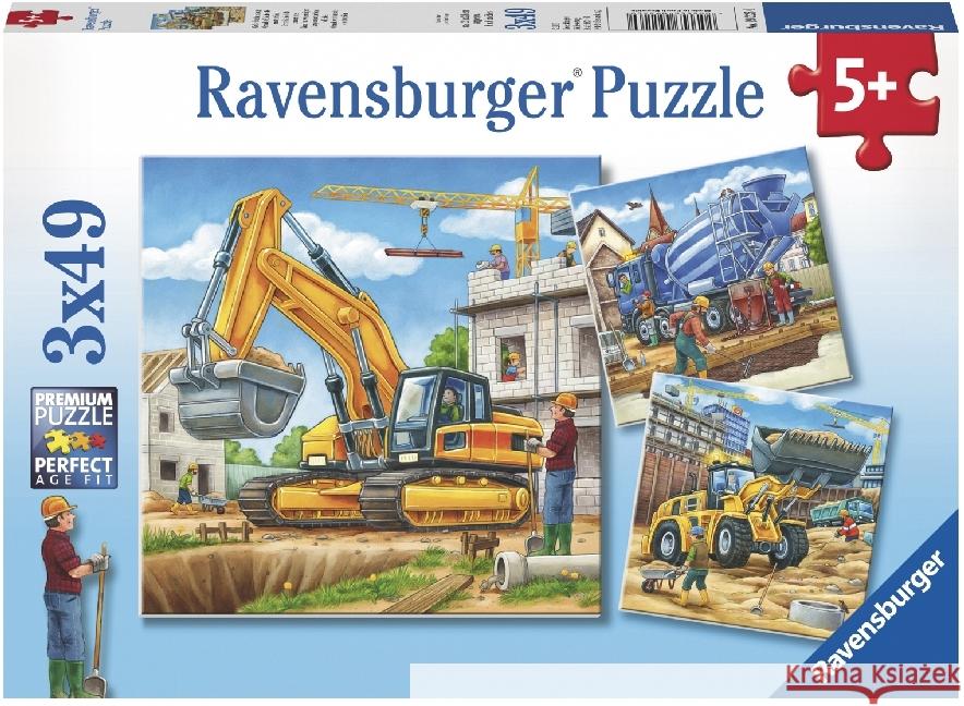 Puzzle 3x49 Duże pojazdy budowlane  4005556092260 Ravensburger Verlag - książka