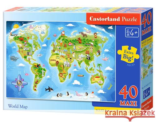 Puzzle 40 maxi - Mapa świata CASTOR  5904438040117 Castor - książka