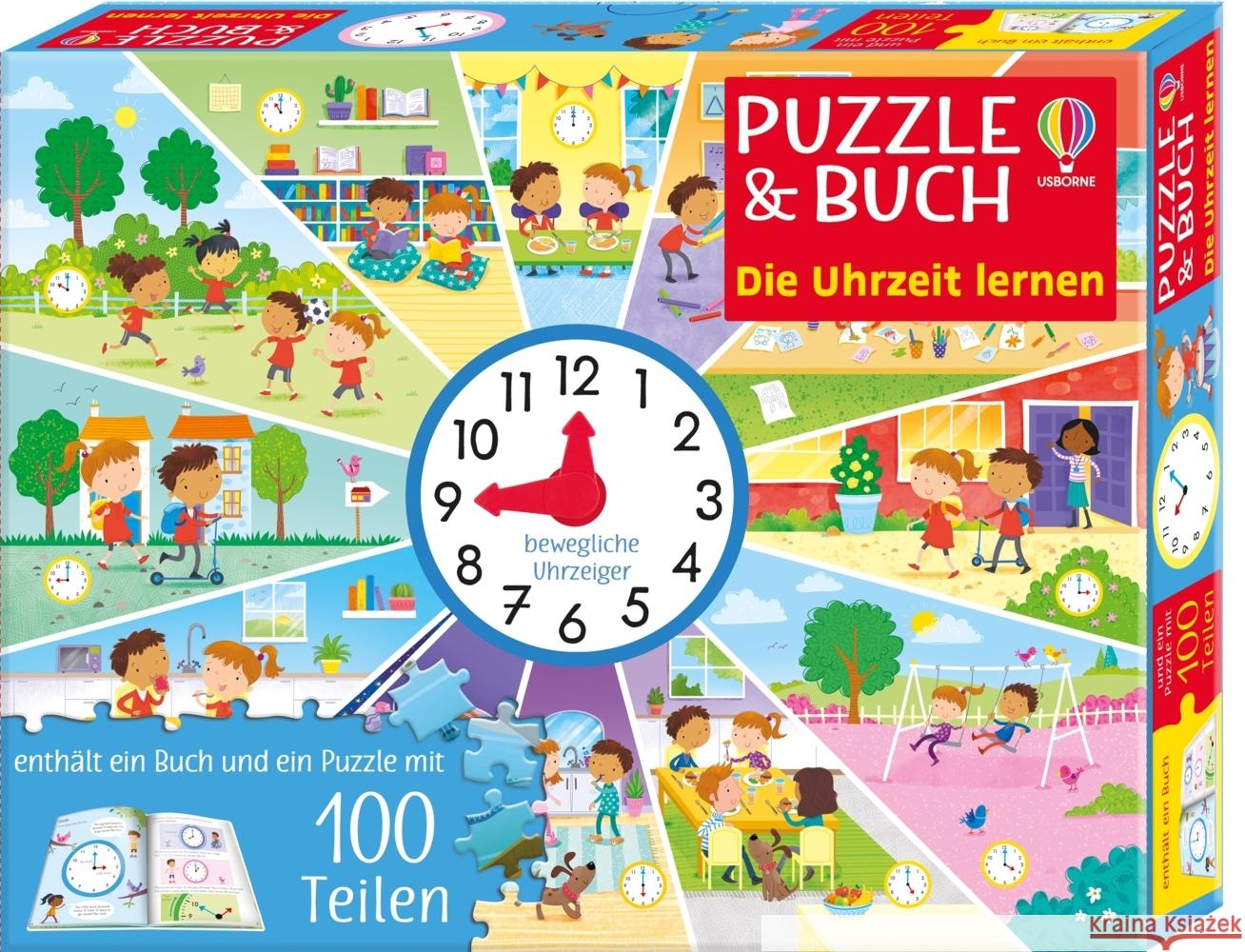 Puzzle & Buch: Die Uhrzeit lernen  9781035703807 Usborne Verlag - książka