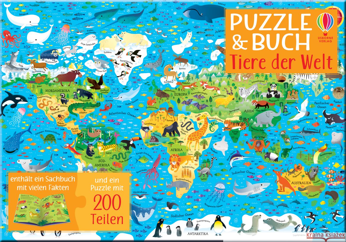 Puzzle & Buch: Tiere der Welt Smith, Sam, Robson, Kirsteen 9781035700929 Usborne Verlag - książka