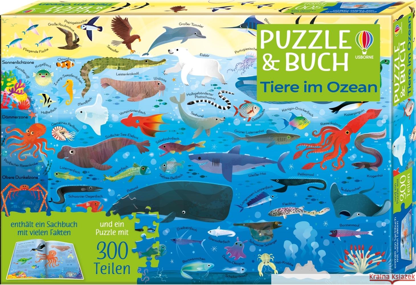 Puzzle & Buch: Tiere im Ozean  9781035701100 Usborne Verlag - książka