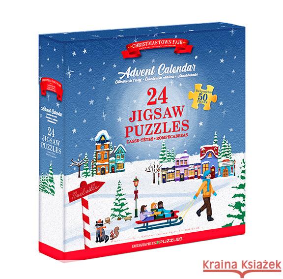 Puzzle Adventskalender - Christmas Town Fair  0628136659192 Eurographics - książka