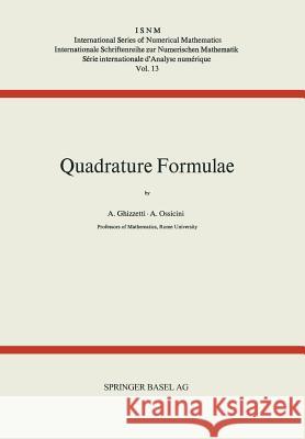 Quadrature Formulae Ghizzetti                                Ossicini 9783034858373 Birkhauser - książka