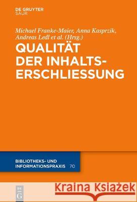 Qualität in der Inhaltserschließung No Contributor 9783110691498 K.G. Saur Verlag - książka