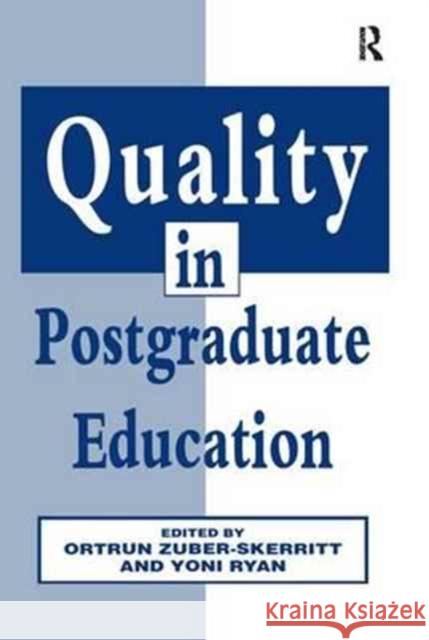 Quality in Postgraduate Education    9781138166448 Routledge - książka