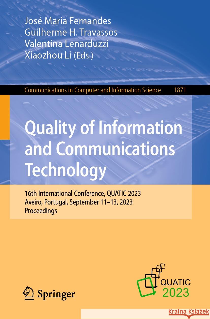 Quality of Information and Communications Technology  9783031437021 Springer Nature Switzerland - książka