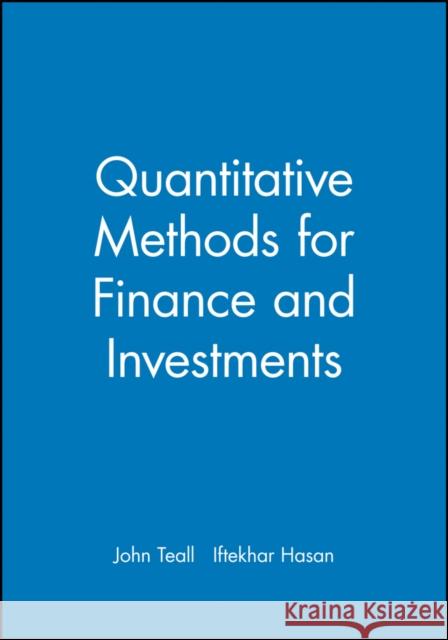 Quantitative Methods for Finan Teall, John 9780631223399 Blackwell Publishers - książka