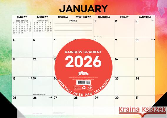 Rainbow Gradient 2026 17 X 12 Small Monthly Deskpad Willow Creek Press 9781549257155 Willow Creek Press Calendars - książka