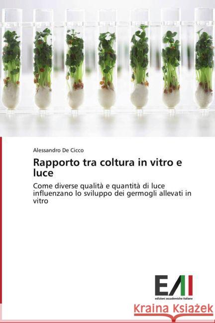 Rapporto tra coltura in vitro e luce : Come diverse qualità e quantità di luce influenzano lo sviluppo dei germogli allevati in vitro De Cicco, Alessandro 9783639852653 Edizioni Accademiche Italiane - książka