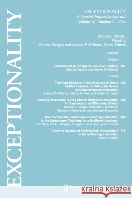 Reading: A Special Issue of Exceptionality Vaughn, Sharon R. 9780805895322 Taylor & Francis - książka