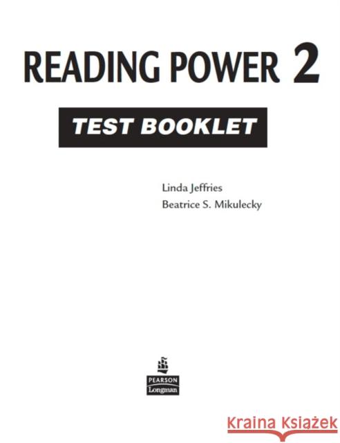 Reading Power 2, Test Booklet JEFFRIES 9780138143909 Pearson Education Limited - książka
