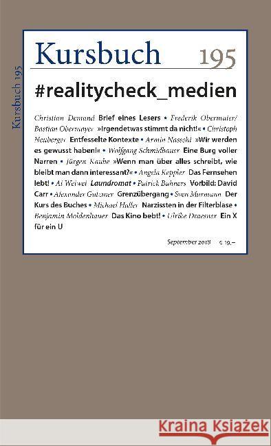 #realitycheck_medien  9783961960316 Kursbuch Kulturstiftung - książka