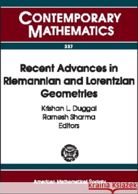 Recent Advances in Riemannian and Lorentzian Geometries  9780821833797 AMERICAN MATHEMATICAL SOCIETY - książka