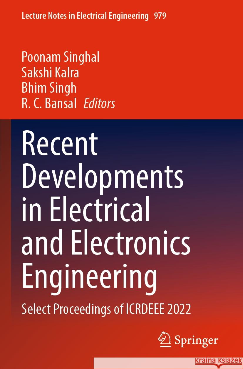 Recent Developments in Electrical and Electronics Engineering  9789811979958 Springer Nature Singapore - książka