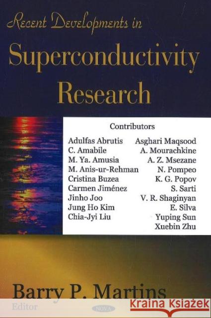 Recent Developments in Superconductivity Research Barry P Martins 9781600214622 Nova Science Publishers Inc - książka