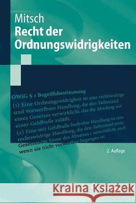 Recht der Ordnungswidrigkeiten Wolfgang Mitsch 9783540000266 Springer-Verlag Berlin and Heidelberg GmbH &  - książka