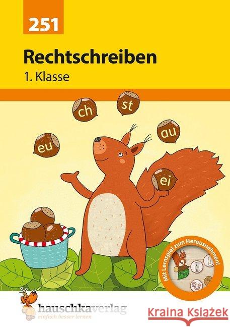 Rechtschreiben 1. Klasse : Mit Lernspiel zum Herausnehmen. Herausnehmbarer Lösungsteil Guckel, Andrea 9783881002516 Hauschka - książka