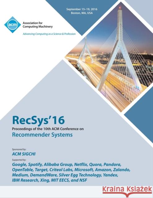 RecSys 16 19th ACM Conference on Recommender Systems Rec Sys 16 Conference Committee 9781450346818 ACM - książka
