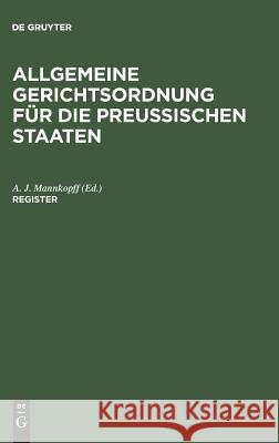 Register A J Mannkopff 9783111216133 De Gruyter - książka