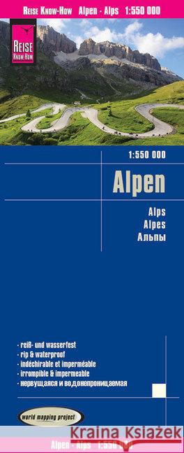 Reise Know-How Landkarte Alpen / Alps / Alpes(1:550.000) : Reiß- und wasserfest  9783831774005 Reise Know-How Verlag Peter Rump - książka
