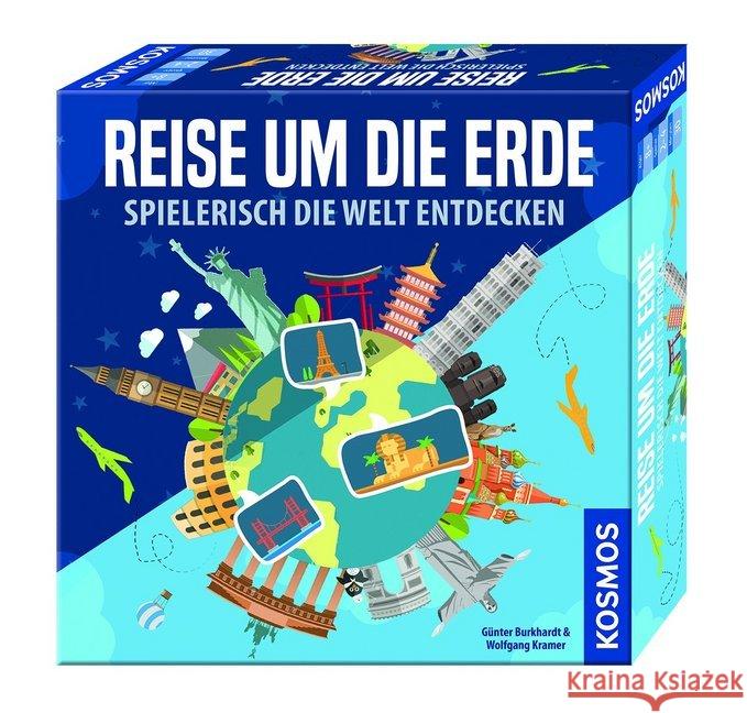 Reise um die Erde (Kinderspiel) : Spielerisch die Welt entdecken Burkhardt, Günter, Kramer, Wolfgang 4002051692773 Kosmos Spiele - książka