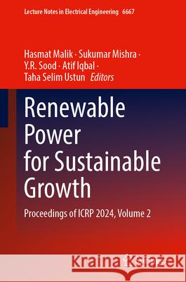 Renewable Power for Sustainable Growth  9789819533886 Springer - książka
