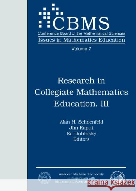 Research in Collegiate Mathematics Education III  9780821808825 AMERICAN MATHEMATICAL SOCIETY - książka