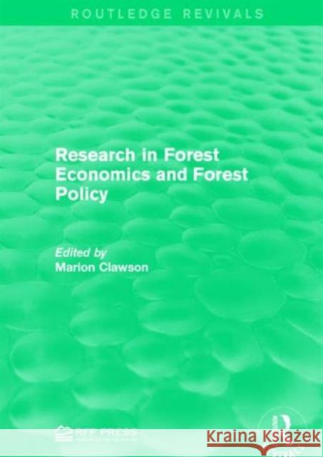 Research in Forest Economics and Forest Policy Marion Clawson 9781138949751 Routledge - książka