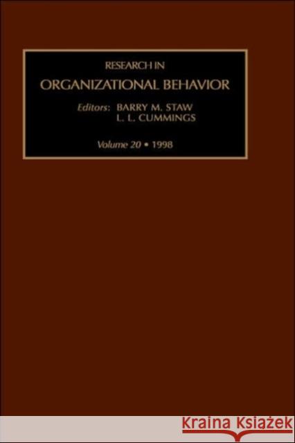 Research in Organizational Behavior: Volume 20 Staw, Barry 9780762303663 Elsevier - książka