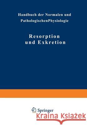 Resorption Und Exkretion Na Adler Na Ellinger Na Furth 9783642988974 Springer - książka