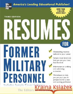 Resumes for Former Military Personnel McGraw-Hill 9780071458818 McGraw-Hill Companies - książka