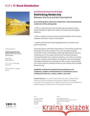 Rethinking Modernity: Between the Local and the International Katsakou, Antigoni 9781859468791 Riba Publishing - książka