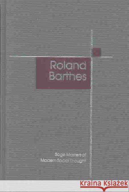 Roland Barthes Mike J. Gane Nicholas Gane 9780761949527 Sage Publications - książka
