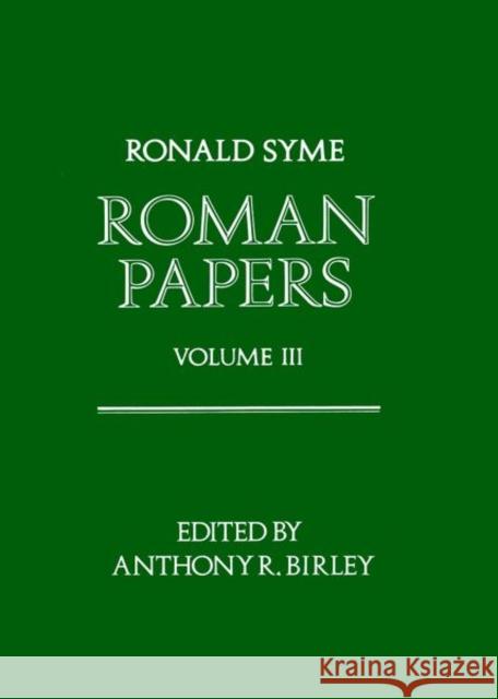 Roman Papers: Volume III  9780198148395 OXFORD UNIVERSITY PRESS - książka