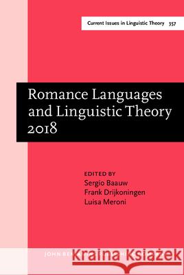 Romance Languages and Linguistic Theory 2018  9789027210128 John Benjamins Publishing Co - książka