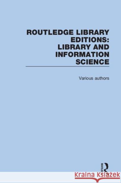 Routledge Library Editions: Library and Information Science Various 9780367346164 Taylor and Francis - książka